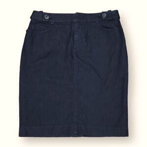 Banana Republic Denim Split Pencil Skirt With Side Buttoned Straps US 8